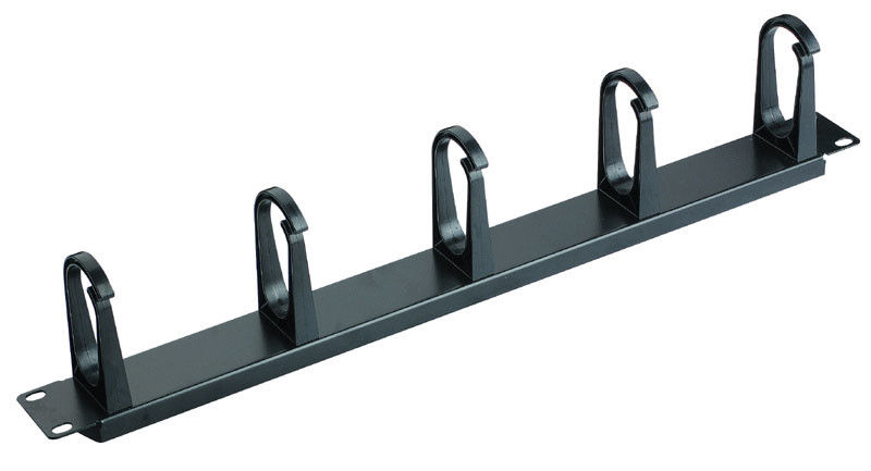Horizontal 1U 10 Inch Rackmount Cable Management Panel Black Color With 5 D Rings YH4025