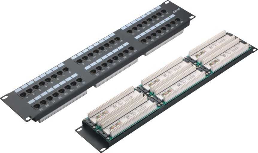 UTP 48 Port Patch Panel 2U AMP Type Cat5e Patch Panels for Computer Center YH4015