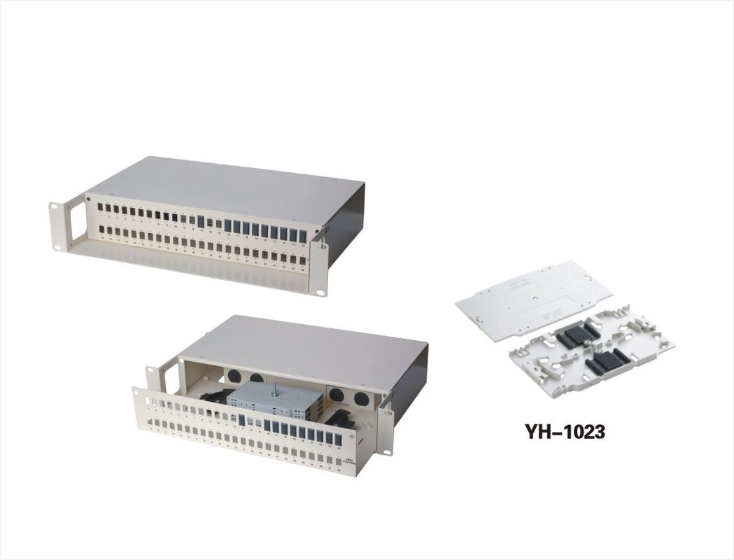 FC ODF Rack Mount Fiber Optic Splice Box 48 Core 96 Core Patch Panel With 4 Pcs Splicing Tray YH1015