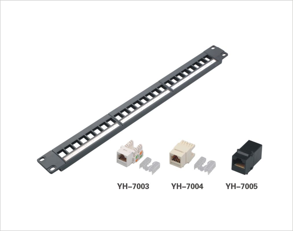RJ45 Metal Network Patch Panel CAT5E / CAT6 24 / 48 / 50 Port Customized Keystone Jack-Modular Type Patch Panel YH4019