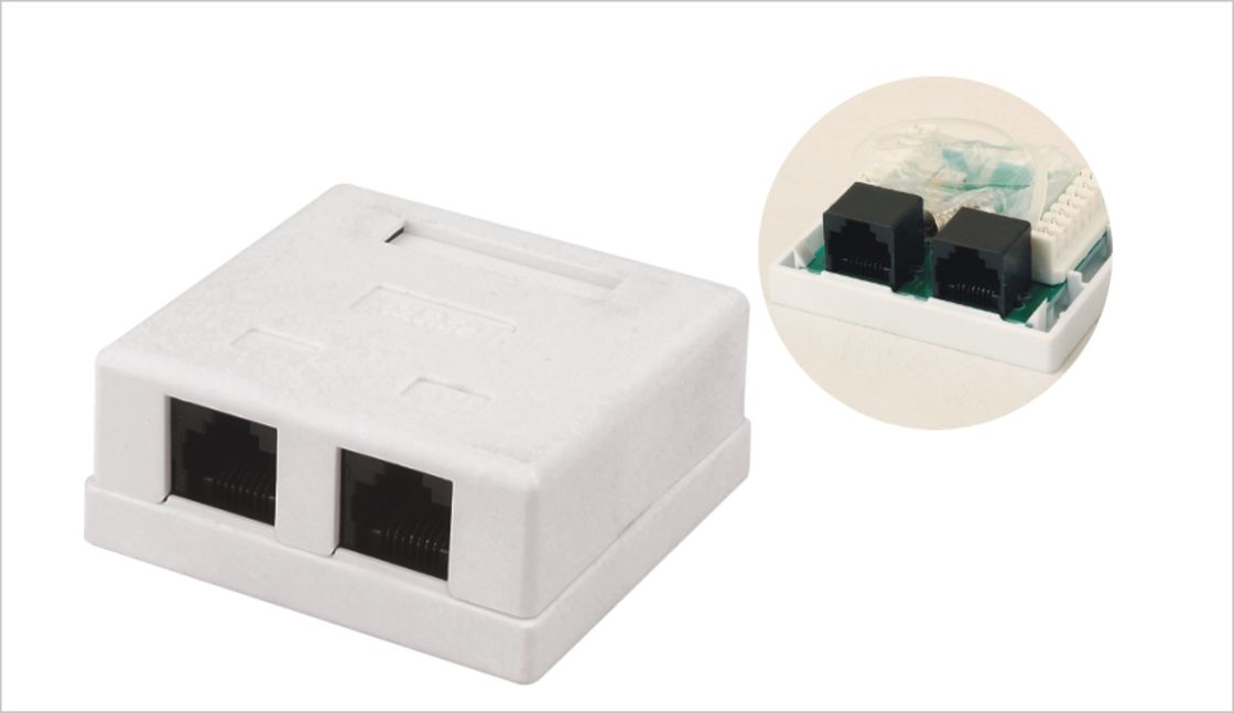 Surface Mount Box Dual Port RJ45 Network Keystone Jack with Ethernet or Telephone port YH7014